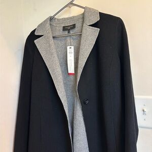 Talbots Black and Gray Pea Coat with Notched Lapels